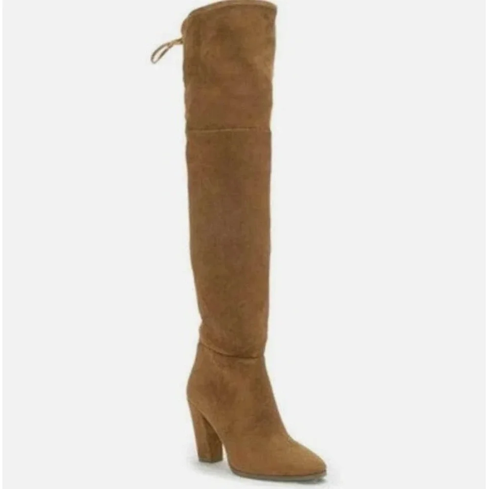 Vince Camuto Tapley Womens US 9 M Boot Brown Suede Over The Knee Side Zip Riding